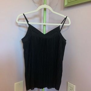 Black polyester ribbed tank top